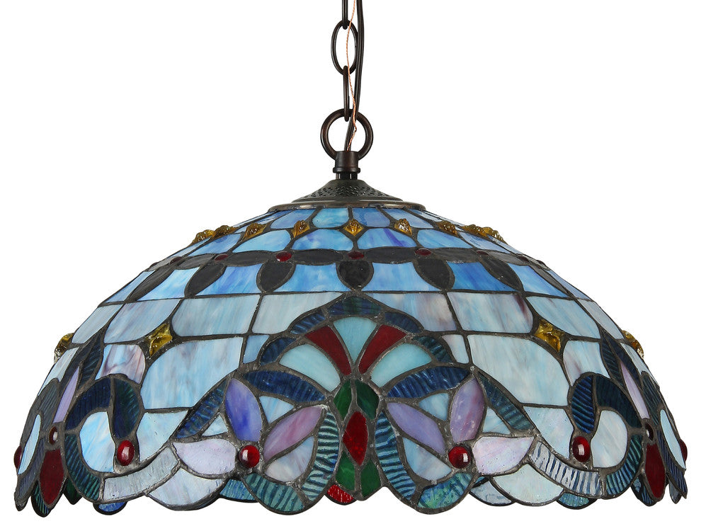 GRENVILLE Tiffany-style 2 Light Victorian Ceiling Pendant Fixture 18inches Shade