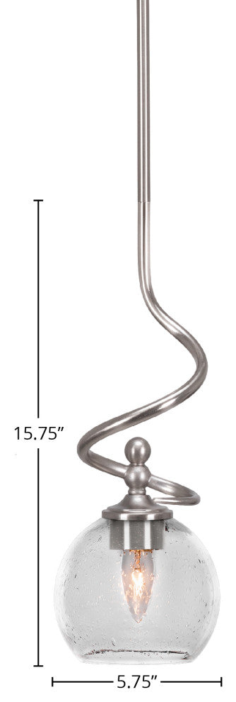 Capri Stem Mini Pendant In Brushed Nickel Finish With 5.75" Clear Bubble Glass