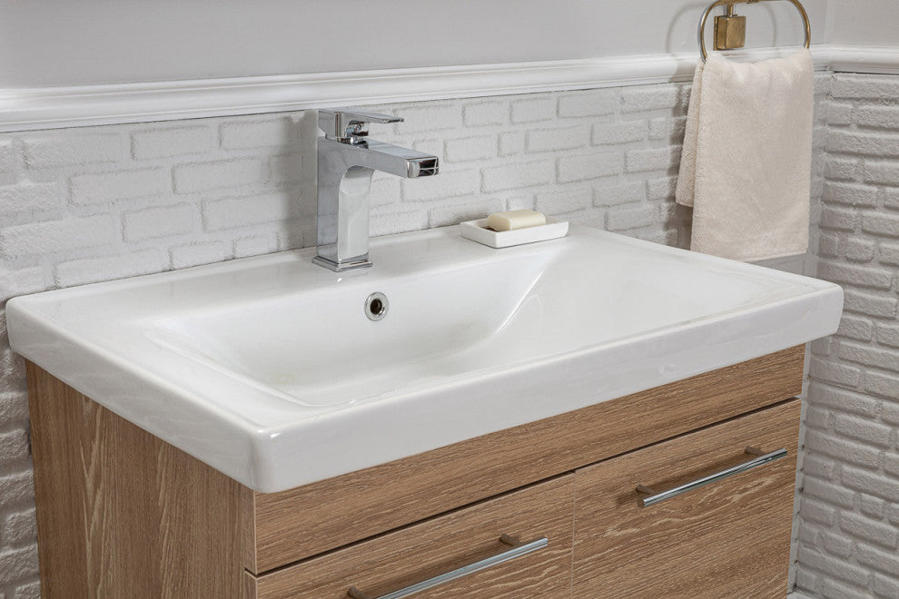 Elio Collection Fawn Bathroom Vanity With Sink, Mirror, Countertop, 28