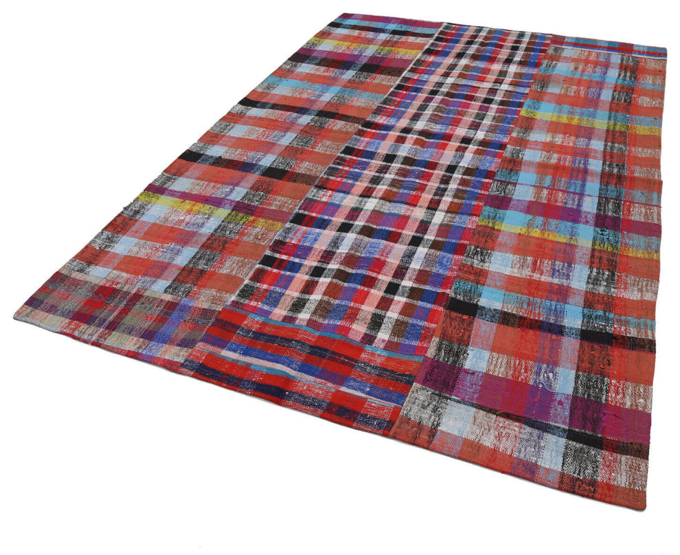 Rug N Carpet - Handmade Turkish 6' 9'' x 9' 8'' Contemporary Patchwork Kilim Rug