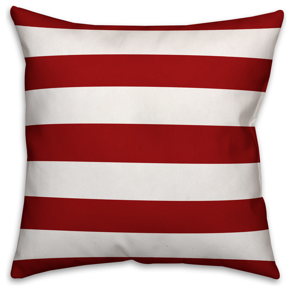 Red and White Stripes 18x18 Throw Pillow