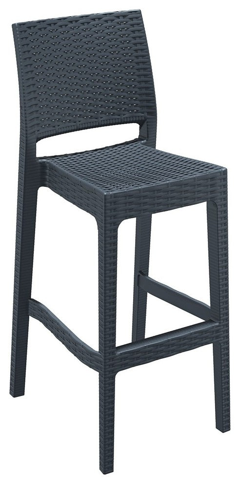 Jamaica Resin Wickerlook Barstool, Dark Gray, Set of 2