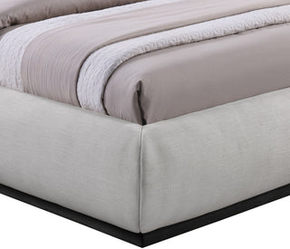 Vaughn Bed, Gray, Twin, Chenille Fabric, Black Finish