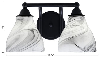 Paramount 2-Light Bath Bar, Matte Black, 6.25" Onyx Swirl Glass