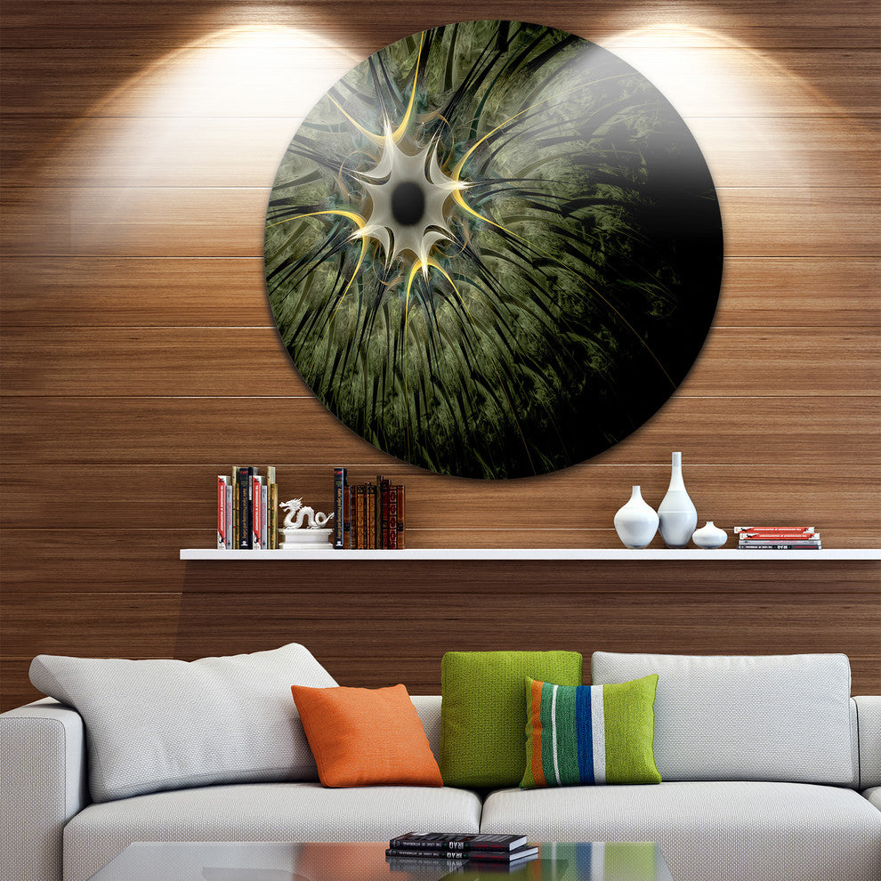 Symmetrical Fractal Flower Design, Floral Disc Metal Artwork, 23"