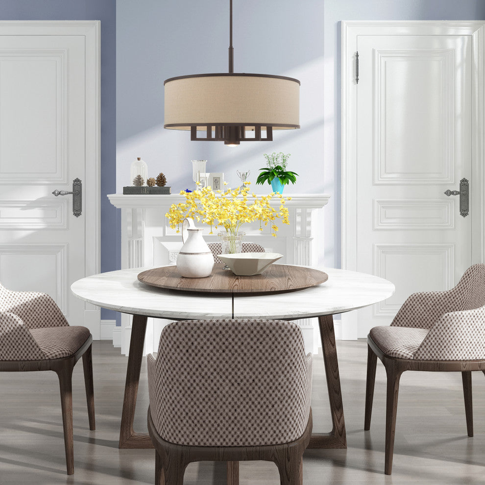 Livex Lighting 6 + 1 Light Pendant Chandelier, Bronze
