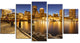 USA Skyline from Fan Pier at Night, Cityscape Canvas Print, 60"x32", 5 Panels