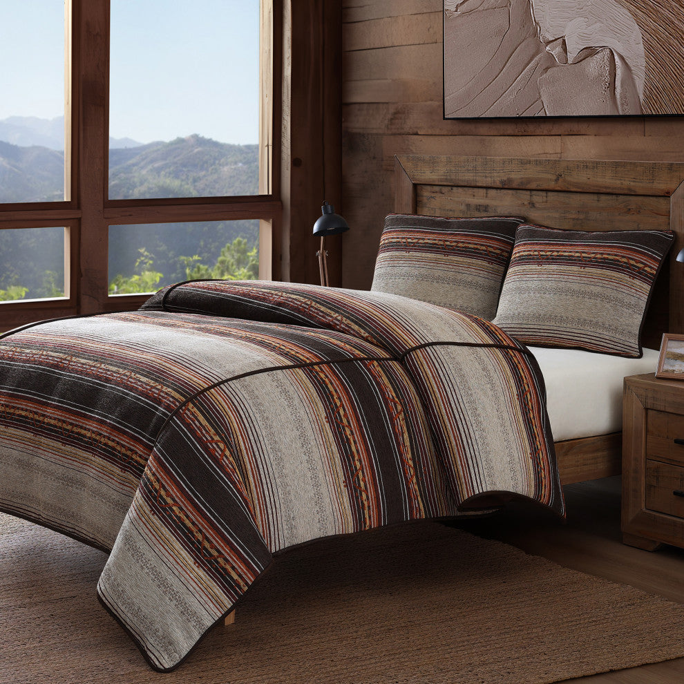 Estes Chenille Comforter Set, 3 Piece, Copper, Twin