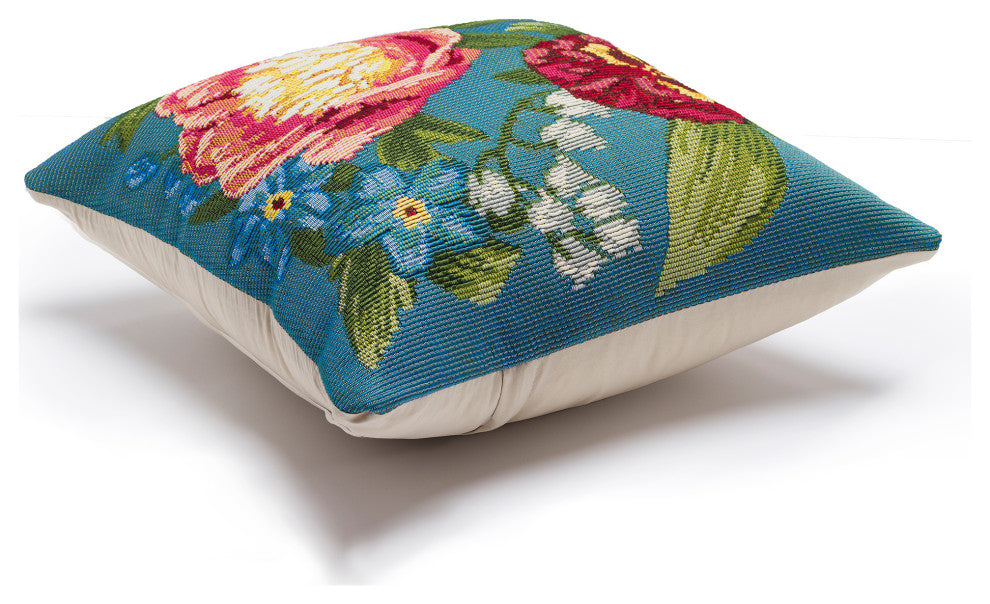 Marina Secret Garden Indoor/Outdoor Pillow Aqua 12"x18"