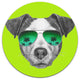 Jack Russell In Green Glasses, Animal Art Round Wall Art, 23"