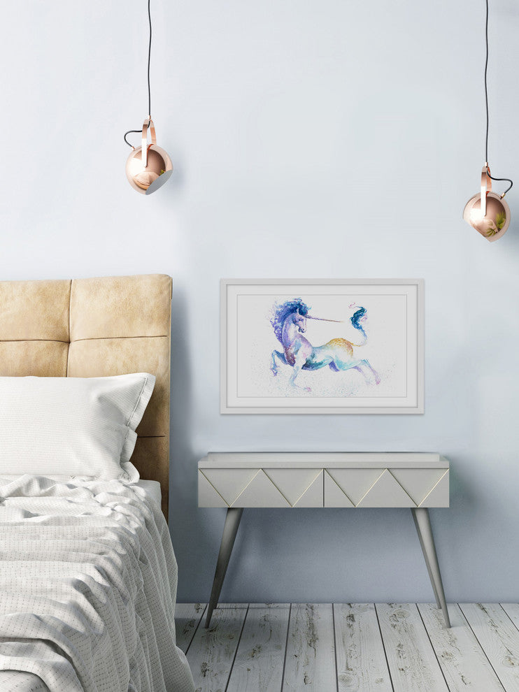 "Leaping Unicorn" Framed Painting Print, 18"x12"