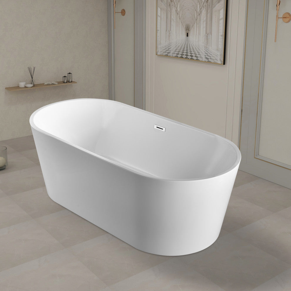 Vanity Art 67" Freestanding Acrylic Soaking Bathtub White