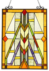 MENAHEM, Tiffany-glass Window Panel, 17.5x25