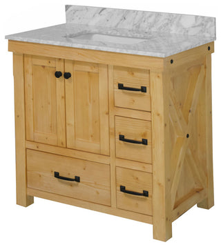 Tuscany 36" Bathroom Vanity, Drift Wood, Carrara Marble