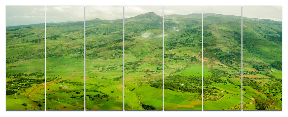 Highlands around Addis Ababa, Landscape Canvas Art Print, 83"x32", 7 Panels