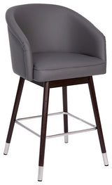 Margo 26" Commercial Grade Mid-Back Barstool,Beechwood Legs and Curved Back, Gra
