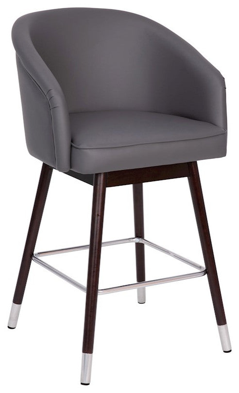 Margo 26" Commercial Grade Mid-Back Barstool,Beechwood Legs and Curved Back, Gra