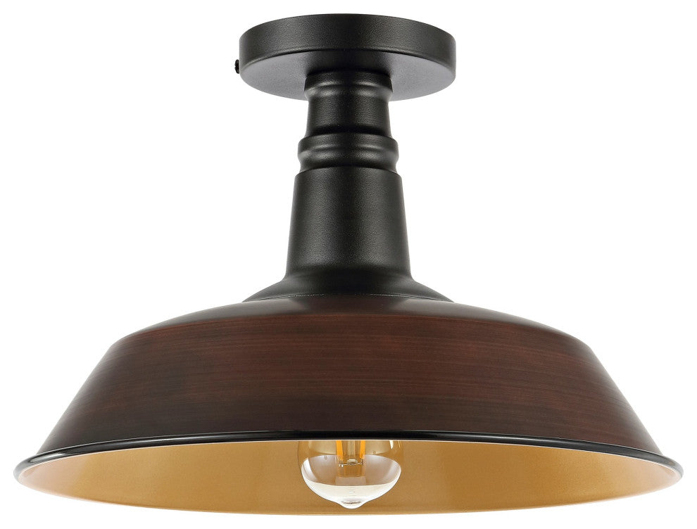 Camila 14" 1-Light Indoor/Outdoor LED Semi Flush Mount, White/Black