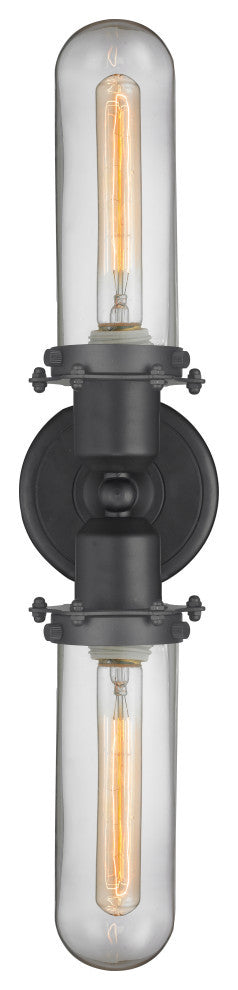 Centri 2 Light Bath Vanity Light, Matte Black/Clear -1