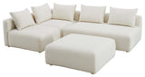 Hangover 4-Piece Modular Upholstered Chaise Sectional, Cream Boucle