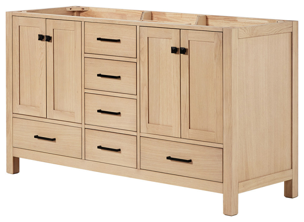 ARIEL Cambridge 60 in. Double Sink Base Cabinet In Oak
