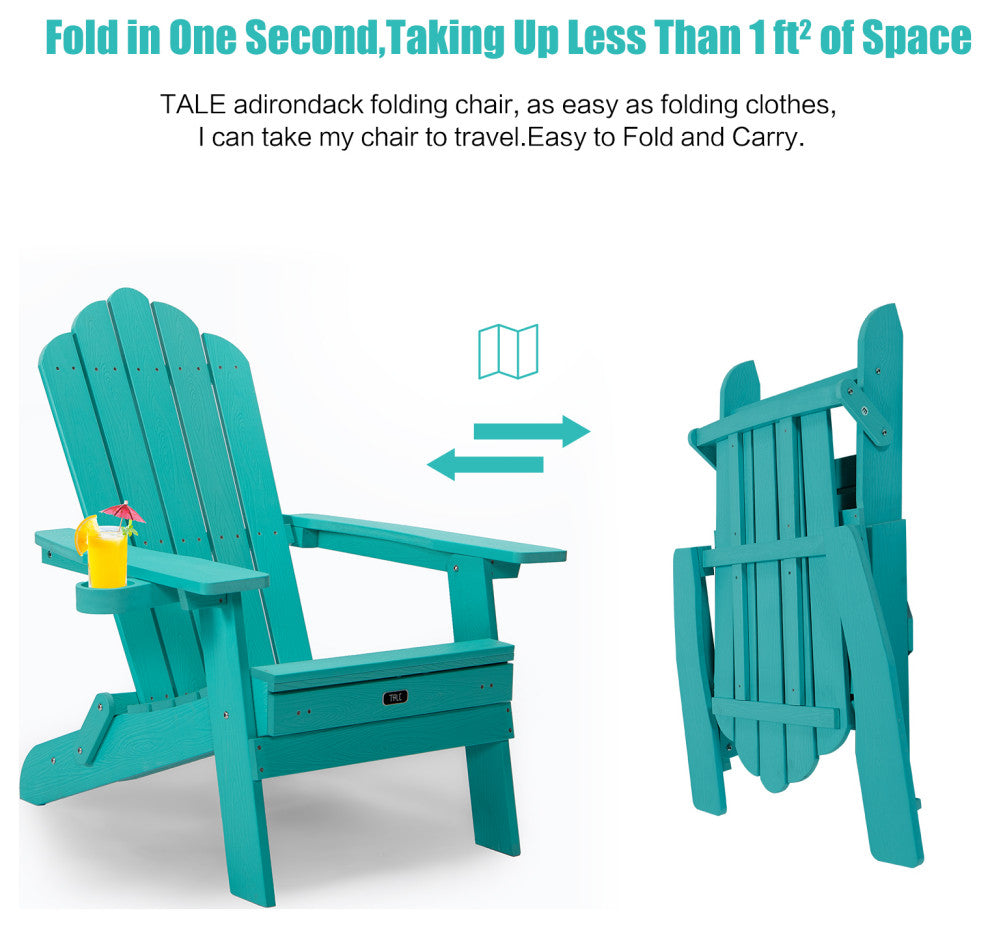 Adirondack Oversized Chair, Pullout Ottoman With Cup Holder, Green