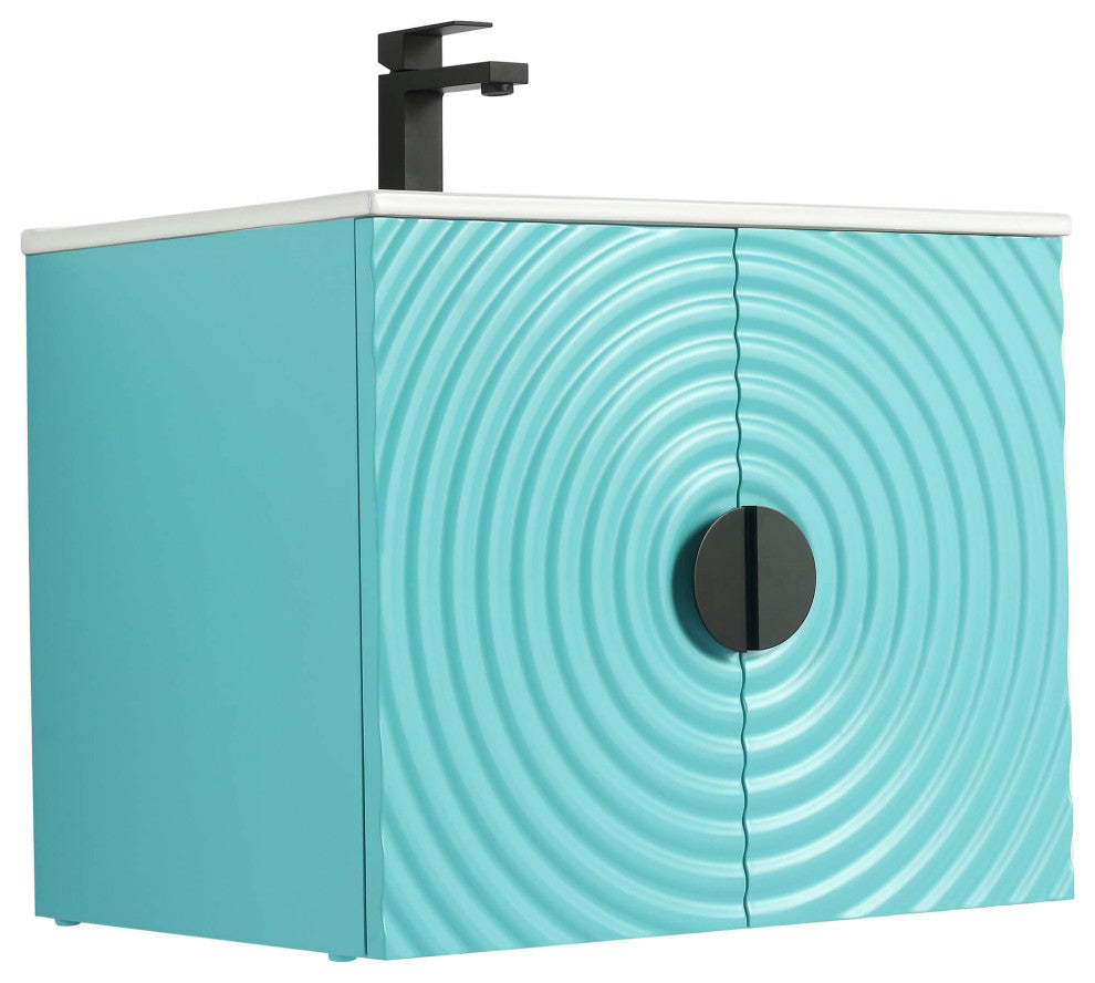 Pellabay Bath Vanity, Fluted Circular Doors Sink Included