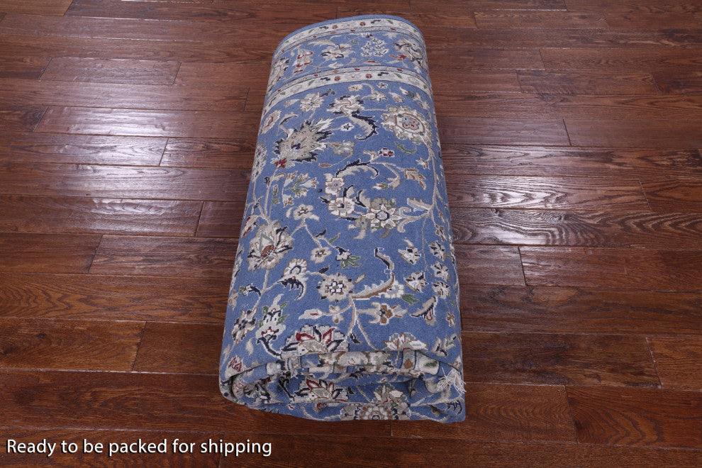 7' 0" X 13' 11" Hand-Knotted Persian Nain Wool & Silk Rug - Q13153