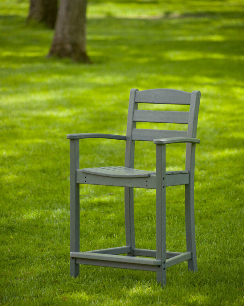 Polywood La Casa Cafe Counter Arm Chair, Green