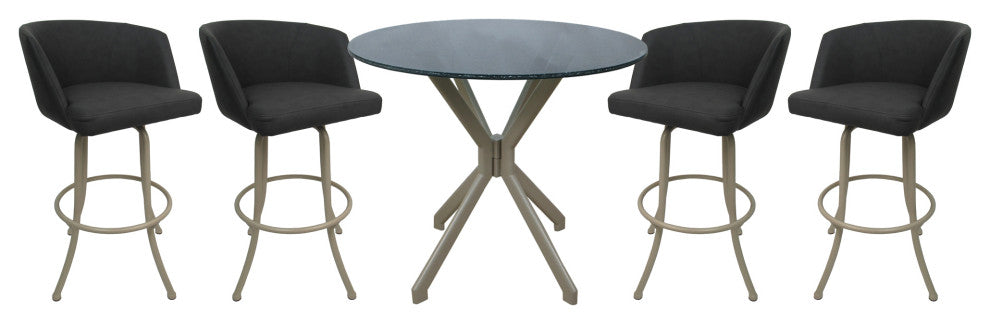 Swivel Counter Metal Pub Set - Joey Stools 26" or 30", Moonstone - Beige, 26", Crackle