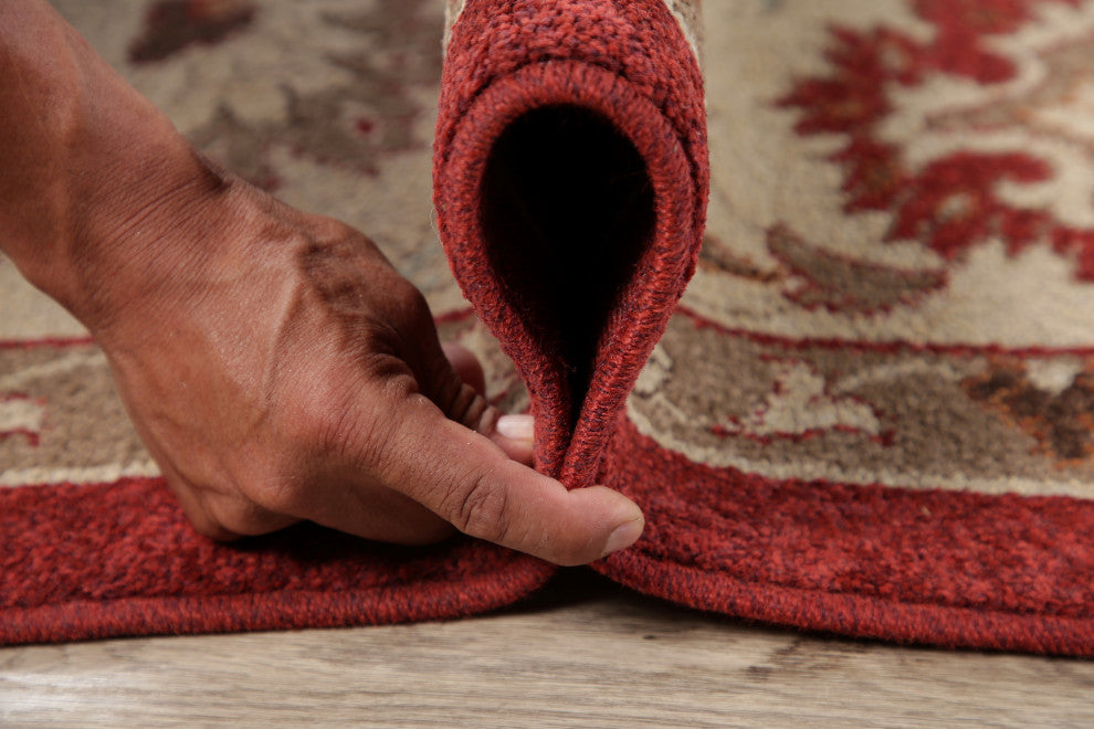 Oushak Oriental Synthetic Traditional Carpet Turkish Area Rug, Red, 10'6"x7'10