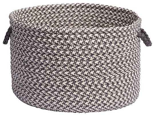 Colonial Mills Basket Outdoor Houndstooth Tweed  Gray Round