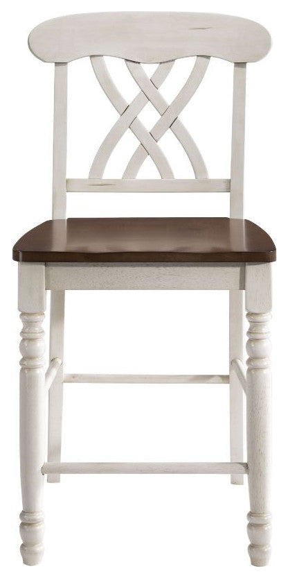 Acme Dylan Counter Height Chair Set of 2 Buttermilk and Oak