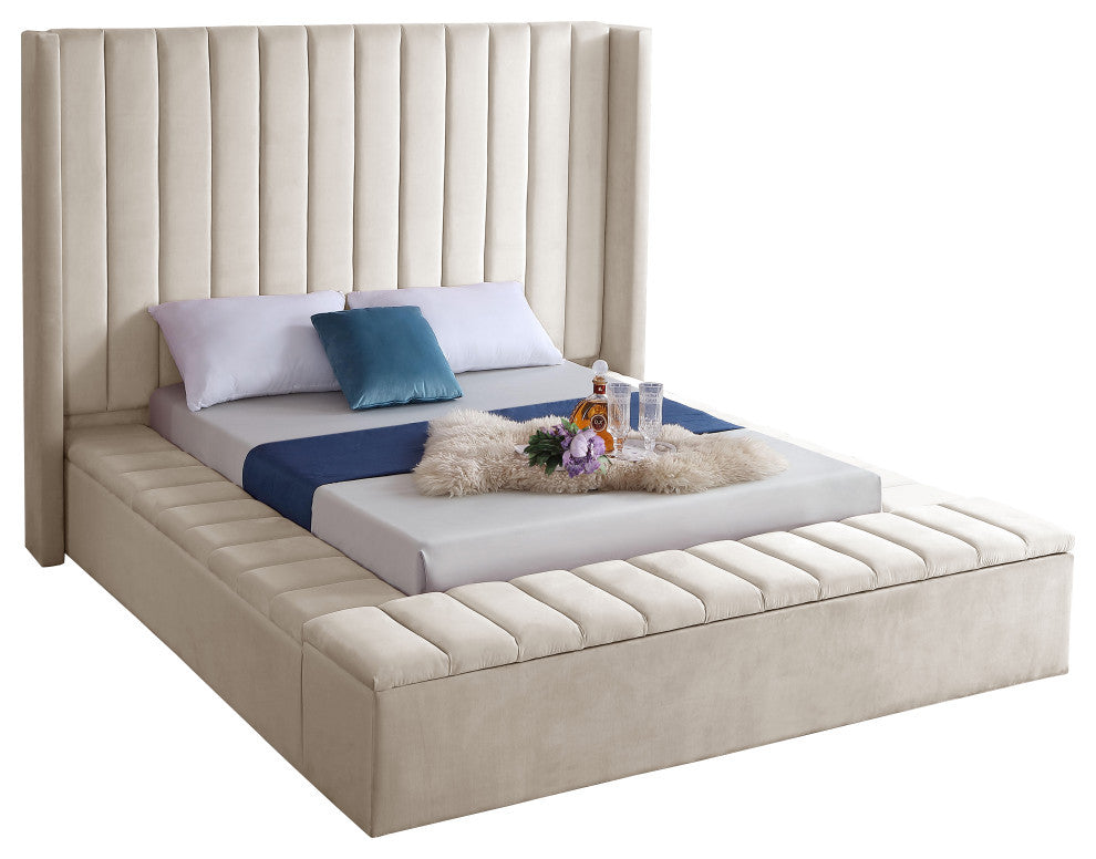 Kiki Velvet Bed, Cream, King