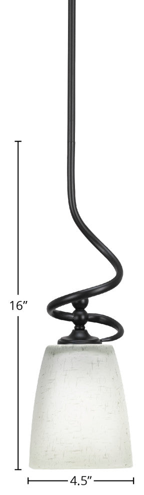 Capri Stem Mini Pendant In Matte Black Finish With 4.5" White Muslin Glass