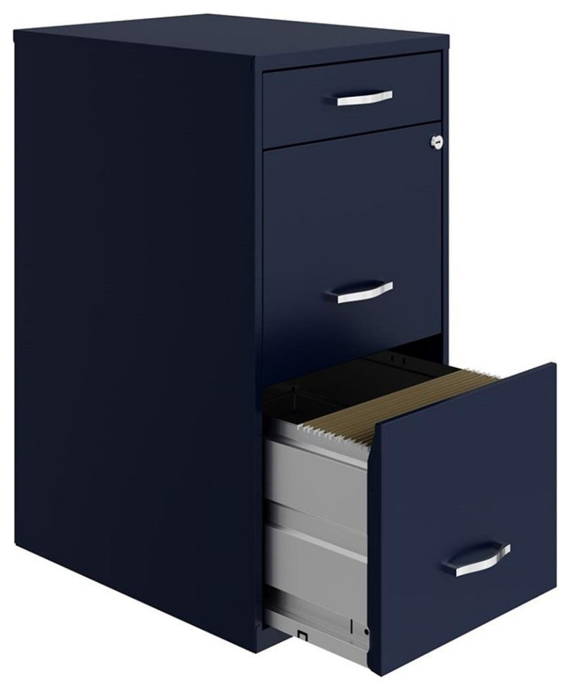 UrbanPro 3 Drawers Vertical Navy Metal Filing Cabinet Pre-assembled