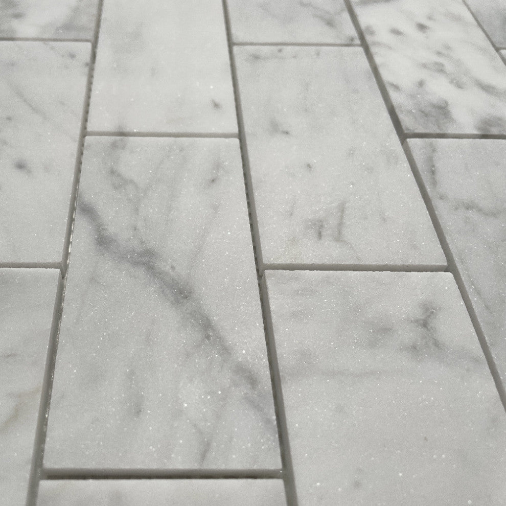 Carrara Marble 2x4 Subway Brick Mosaic Tile Honed Venato Carrera, 1 sheet