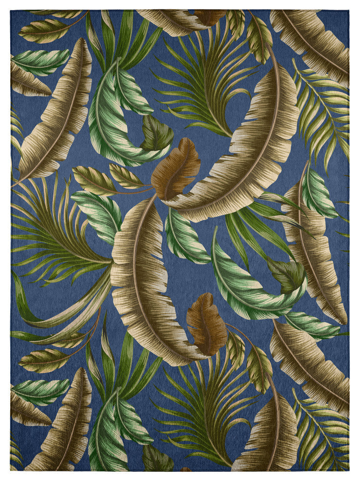 Indoor/Outdoor Tropics TC1 Indigo Machine Washable 9' x 12' Rug