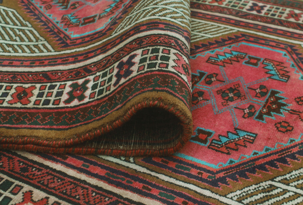 Fine Vintage Distressed Khurshid Beige/Rust Runner, 3'4x10'6
