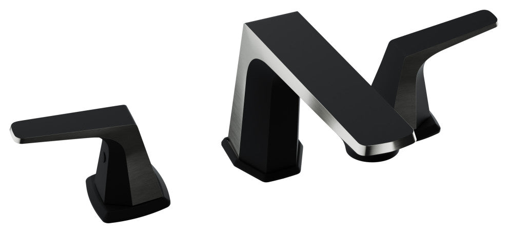 2-Handle 3-Hole Widespread Bathroom Faucet, Matte Black Brushed Nickel