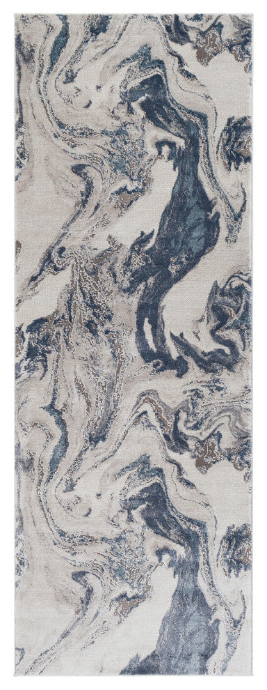Surya Tibetan TBT-2319 5'3"x7'7" Rug, Navy/Denim/Light Gray/White