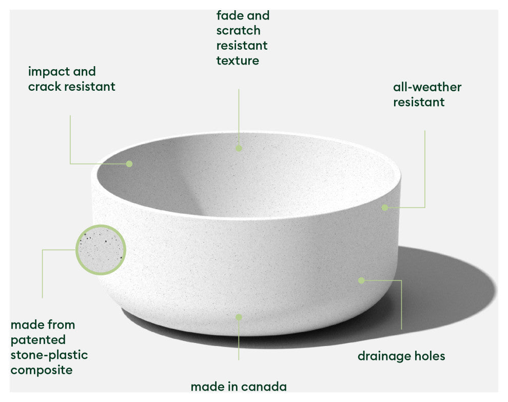 Pure Series Kona Bowl 14" Planter, White, 2 Pack