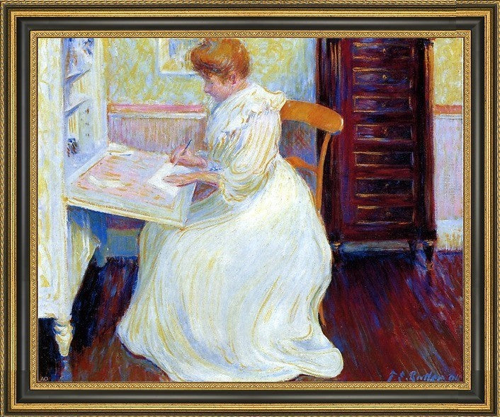 Theodore Earl Butler Martha at Her Desk Framed Premium Canvas Print, 16"x20"
