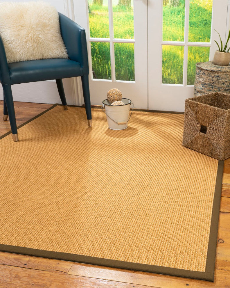 Natural Area Rugs Davlin Custom Sisal Rug, 12' x 15', Malt Border