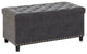 35" Storage Ottoman, Button-Tufted Linen Storage Bench - Dark Grey
