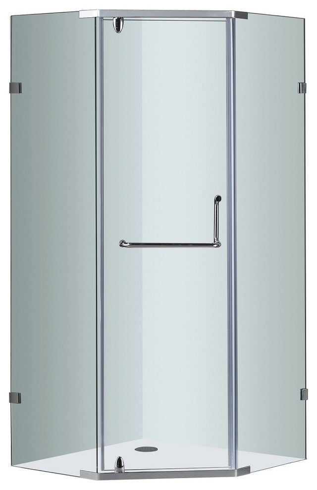 Aston 36"x36"x75" Neo-Angle Semi-Frameless Shower Enclosure, Chrome