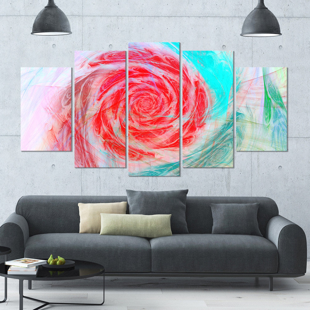 Mysterious Abstract Rose, Floral Canvas Art Print, 60"x32", 5 Panels