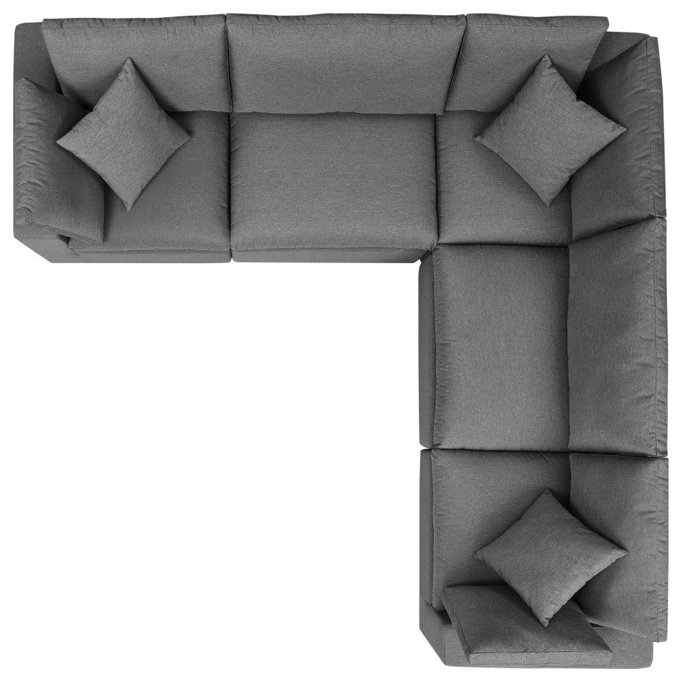 Modular Lounge Sectional Deep Sofa Set, Charcoal Gray, Modern, Outdoor