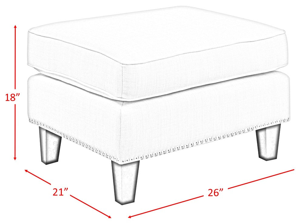 Emery Ottoman, Blue, Natural