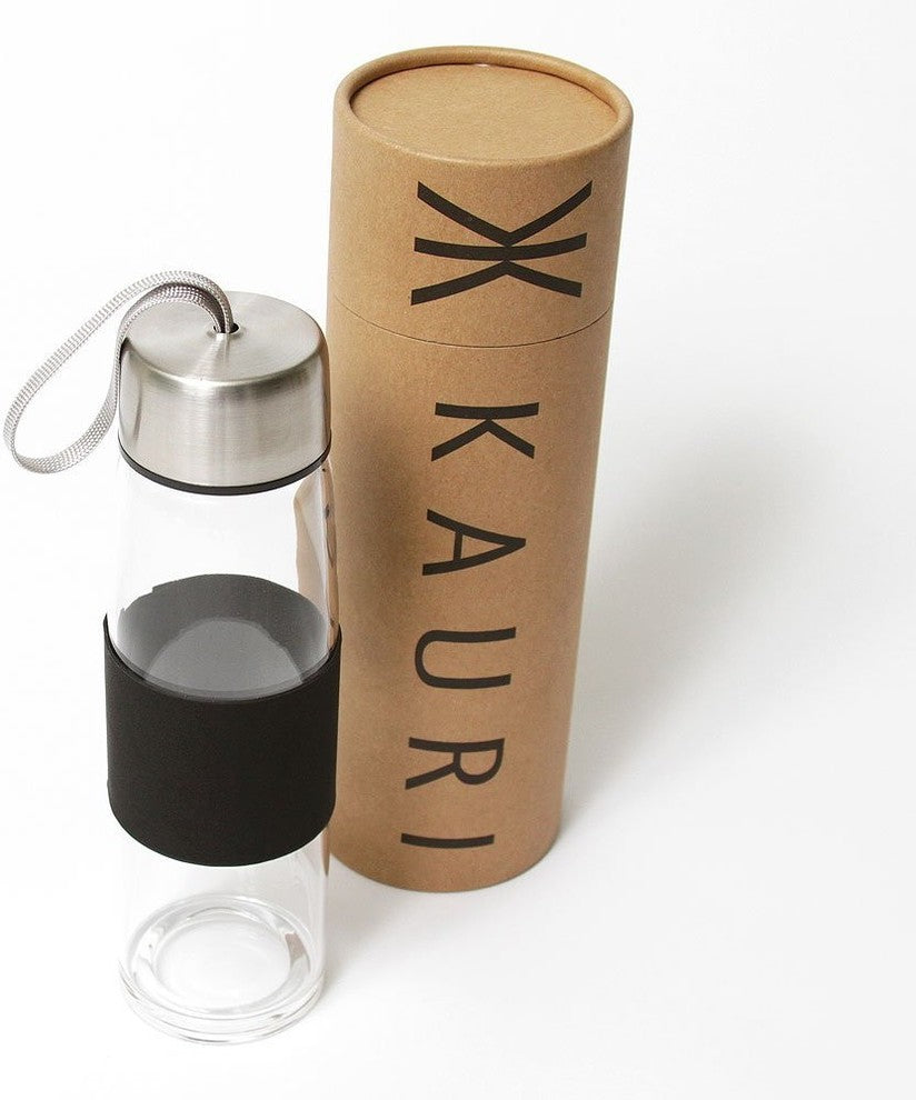 Borosilicate Glass Water Bottle With Band 21 oz. By Kauri